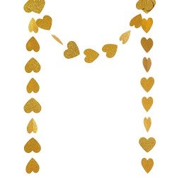 Ling's Moment Paper Heart Garland Gold Glitter Hearts Hanging Decorations For Wedding Baby Shower Festival Items & Party Props 8.5 Feet Long