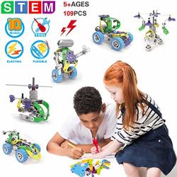 Yiisun Building Toys For Kids Stem Toy 5 In 1 Creative Diy Construction Engineering Building Blocks Toys Set For 5 6 7 8 9 10+ Year Old Boys & Girls 109 Piece