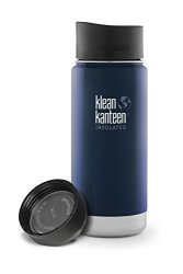 Klean Kanteen Wide Mouth Insulated Water Bottle With Loop Cap And Cafe Cap - 16 Ounce Deep Sea