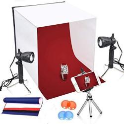 Emart 16 X 16 Inch Lighting Photography Studio Box Kit Tabletop Photo Light Shooting Tent Portable Table Top Tripod Stand Holder For Phone