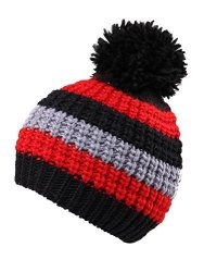 Arctic Paw Super Chunky Striped Knit Beanie For Kids Black Striped