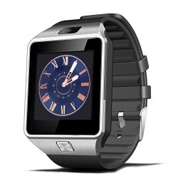 Hamswan Bluetooth 3.0 1.56 Inch Sim Card Digital Android Smartwatch Men Women Sport Wristwatch For Htc sony samsung lg moto Smart Phone Silver