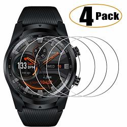 4 Pack Compatible Ticwatch Pro And Ticwatch Pro 4G LTE Screen Protector Tempered Glass Waterproof 9H Hardness Tempered Glass Screen Protective Film For Ticwatch Pro 4G