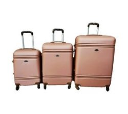 Abs 3PC Luggage Sets -hardshell Lightweight Durable Suitcase With Spinner Wheels Rose Gold