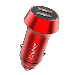 Fast USB Car Charger Coolfor 4.8A 24W Dual USB Car Charger Adapter Compatible With Iphone XS MAX XR X 8 7 6 PLUS Samsung NOTE9 8 S9 S8 S8 Plus Ipad Pro air 2 MINI LG Nexus