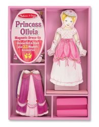 Melissa & Doug Princess Olivia Wooden Dress-up Doll And Stand - 33 Magnetic Accessories
