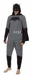 Batman Union Suit Pajama With Drop Seat & Cape Size XL Gray