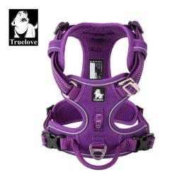 Pet Reflective Nylon Dog Harness No Pull Adjustable Medium Large Naughty Dog Vest Safety Vehicular Lead Walking Running - Purple S
