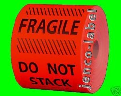 Jenco-label HF4606R 500 4X6 Fragile Do Not Stack Label sticker