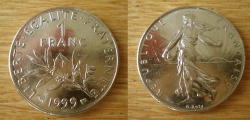France 1 Franc 1999 Unc Nickel Francs Frcs Coin Europe
