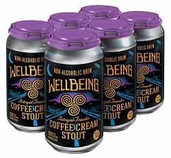 Wellbeing Brewing Co. 12 Pack Cans - Intrepid Traveler Coffee Cream Stout Non-alcoholic Craft Beer - 129 Calories - Abv 0.4% - High In