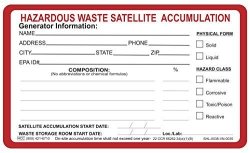 Hazardous Waste Satellite Accumulation Label - 3" X 5" Pack Of 100