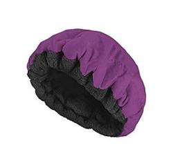 DEEP Conditioning Heat Cap- Cordless Microwavable Heat Cap For Steaming Heat Therapy For Hair Microfiber Cotton Reversible Flaxseed Interior By Glow By Daye Purple black