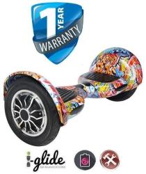 IGlide New Hoverboard V3 10" App Enabled Bluetooth Off-road -multi Space - Cartoon Graffiti