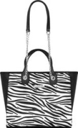 H377 Zebra Print Handbag Andrea Black white