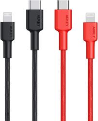 Aukey USB C To Lightning Cable 6.6FT-2 Pack Iphone 11 Charger Apple Mfi-certified Durable Braided Nylon Pd Fast Charging Cable Iphone Cable Compatible With