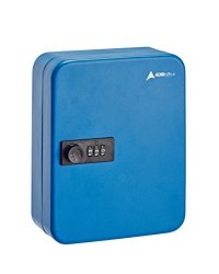 Adiroffice Key Steel Security Cabinet Box - 30 Keys Slots - Combination Lock - Blue