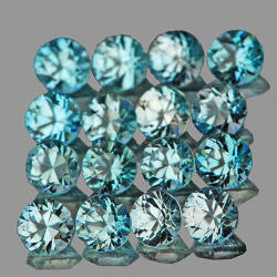 Excellent Diamond Alternative 2.85ct 16 Pieces 3.2 Mm. Round Facet Top Blue Zircons - 100% Natural