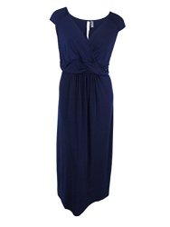 Ny Collection Womens Plus Sleeveless Empire Maxi Dress Navy 2X