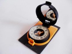 Vintage Soviet Compass Orange Black Plastic Case.