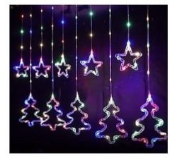 29 Star & Christmas Tree LED Fairy Curtain Light Rgb 3M With Tail Plug Extension 8 Modes