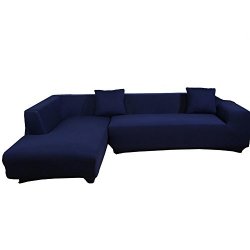 Womaco L Shape Sofa Covers Sectional Sofa Cover 2 Pcs Stretch Sofa Slipcovers For L-shape Couch - Navy