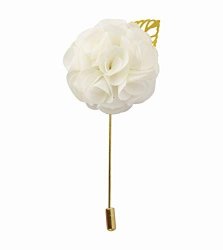 Knighthood White Bunch Flower with Golden Leaf Lapel Pin Badge Coat Suit Jacket Wedding Gift Party Shirt Collar Accessories Brooch