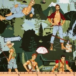 Alexander Henry Pin Ups The Outdoorsy Type Green Fabric By The Yard