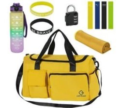 10 Piece Gym Starter Kit With Sports Travel Duffel Bag Cooling Towel Water Bottle