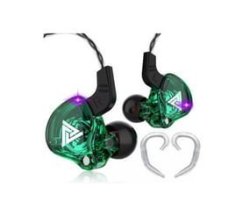 Qkz - AK6 - HD Bass Gaming Earphones With Ear Holders - Green Transparent