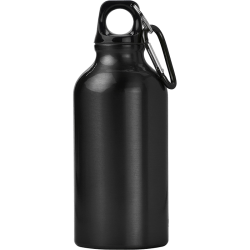 400 Ml Aluminium Water Bottle With Carabiner Clip - Black