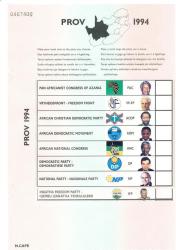 R.s.a. Official 1994 Provincial Ballot Paper Northern.cape With Ifp Sticker Complete