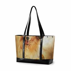 Dog Witch Hat Laptop Tote Bag Womens 14 15 15.6 Inch Laptop Canvas Leather Work Bag