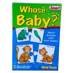 Whose Baby? - Match Animals With Their Babies 21 Sets Of 2PC Self-correcting Puzzles