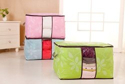 Yunshuo Quilt Blanket Storage Bag Clothes Charcoal Bamboo Organizer Foldable Zipper Box
