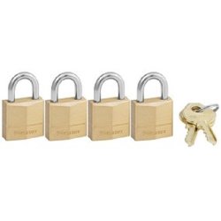 Master Lock Padlock Solid Brass Lock 3 4 In. Wide 120Q Pack Of 4-KEYED Alike