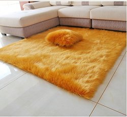 Meng Ge Deluxe Soft Modern Faux Sheepskin Shaggy Area Rugs Children Play Carpet For Living & Bedroom Sofa