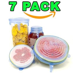 Silicone Stretch Lids 7 Pack Silicone Lids Includes Exclusive XL Size Fits Square And Round Containers. Approved For Use In The Dishwasher Microwave And