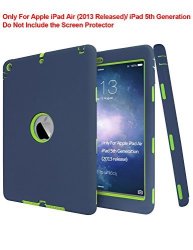 Vogue Shop Ipad Air Case Heavy Duty Full-body Hybrid Protective Hard Cover Case For Apple Ipad Air Ipad 5 5th Generation 2013 Released For Kids Navy+yellow