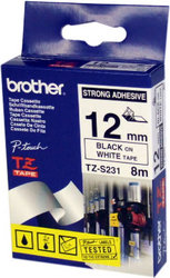 Brother Tz-s231 Extra Strength P-touch Tape On White 12mmx8m 12mmx8m Black