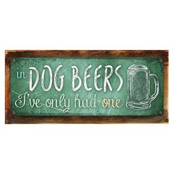 Framed And Sun Protected Green Chalkboard-look Dog Beers Metal Sign Framed And Sun Protected 4X12 Bar Man Cave Den Pub Wall D Cor
