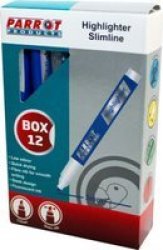 Parrot Slimline Marker Highlighters Box Of 12 - Blue