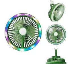 Small Desk Fan Personal Fan USB Powered Portable Fan 3 Speeds With Miti-color LED Ambient Light And Night Light Strong Airflow MINI Fan Table