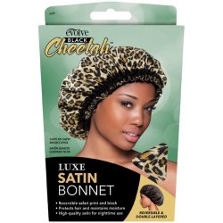Evolve Luxe Cheetah Satin Bonnet Black