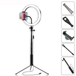 Selfie Stick Yingnuost 5500K Dimmable Video Light 16CM LED Ring Lamp With Phone Holder Bluetooth Sh