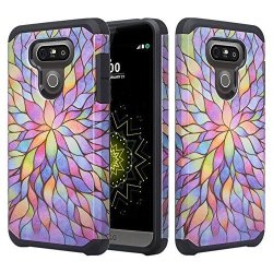 LG G6 Case LG G6 Shock Proof drop Protection Hybrid Dual Layer Defender Protective Case Cover For LG G6 Rainbow Flower