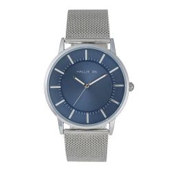 Gents Silver Mesh Blue Dial Watch