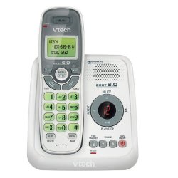 Vtech CS6124 Dect 6.0 Cordless Phone With Answering System And Caller Id call Waiting White With 1 Handset