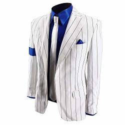 THRILLER9 Michael Jackson Smooth Criminal Jacket And Shirt Suits Retro Mj Vocal Concert History Stripe Outfit White And Blue Shirt Costumes Set XS Jacket Only