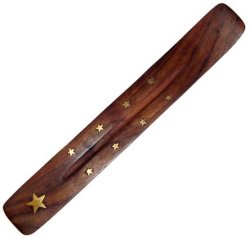 Ananta Flat Wooden & Brass Inlay Incense Holder